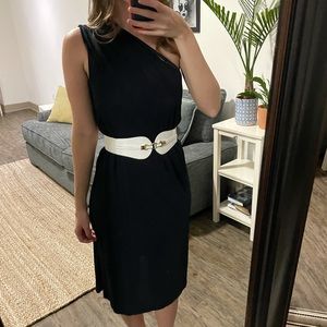 Navy One Shoulder Dress